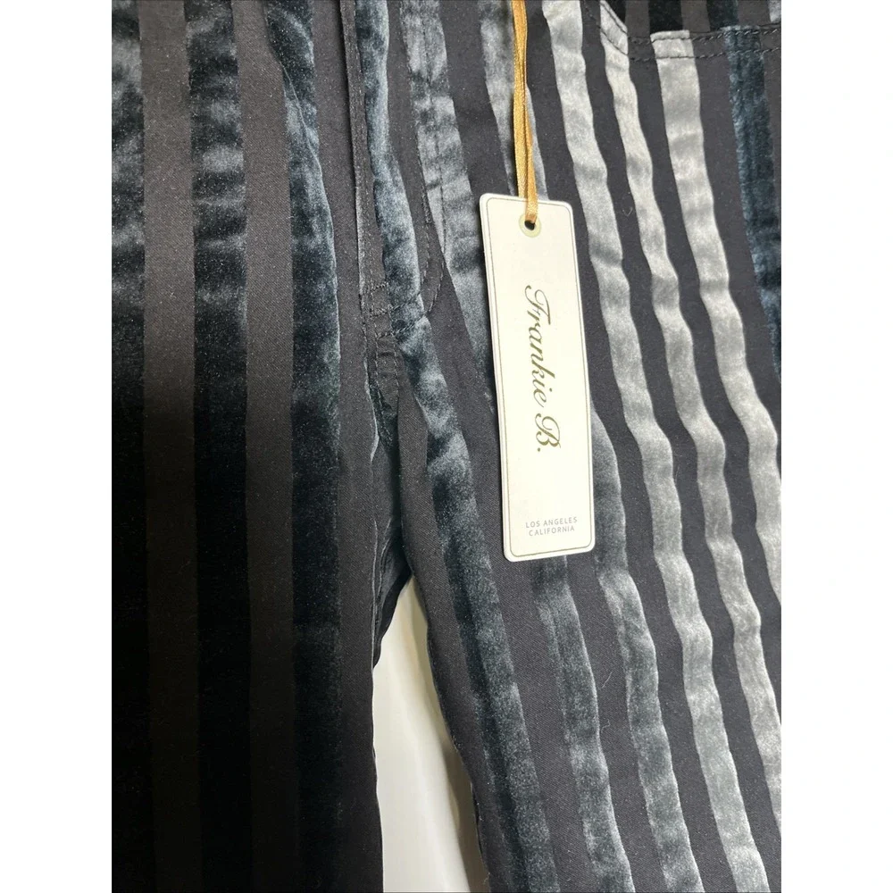 Vintage Frankie B NWT‎ Low Rise Velvet Striped Skinny Pants Womens Size 29 Y2K